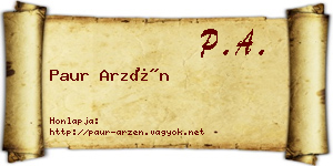Paur Arzén névjegykártya